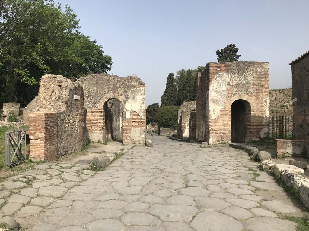 Via Consolare, Pompeii. April 2019. Looking north towards the Herculaneum Gate. Photo courtesy of Rick Bauer.