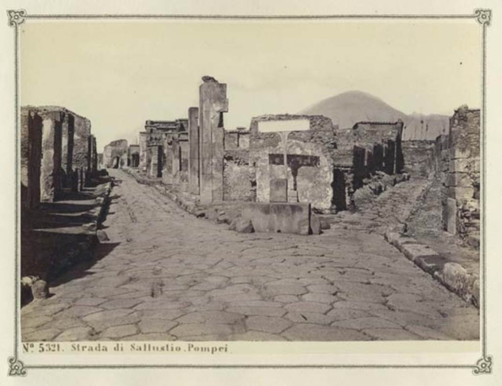 Via Consolare (on left) and Vicolo di Narciso, on right. Album dated January 1874. Looking north.  Photograph shown as Strada di Sallustio.  Photo courtesy of Rick Bauer.
