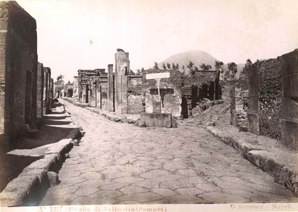 Via Consolare (on left) and Vicolo di Narciso. 1870s photo by Sommer entitled Strada di Sallustio.  Photo courtesy of Rick Bauer.
