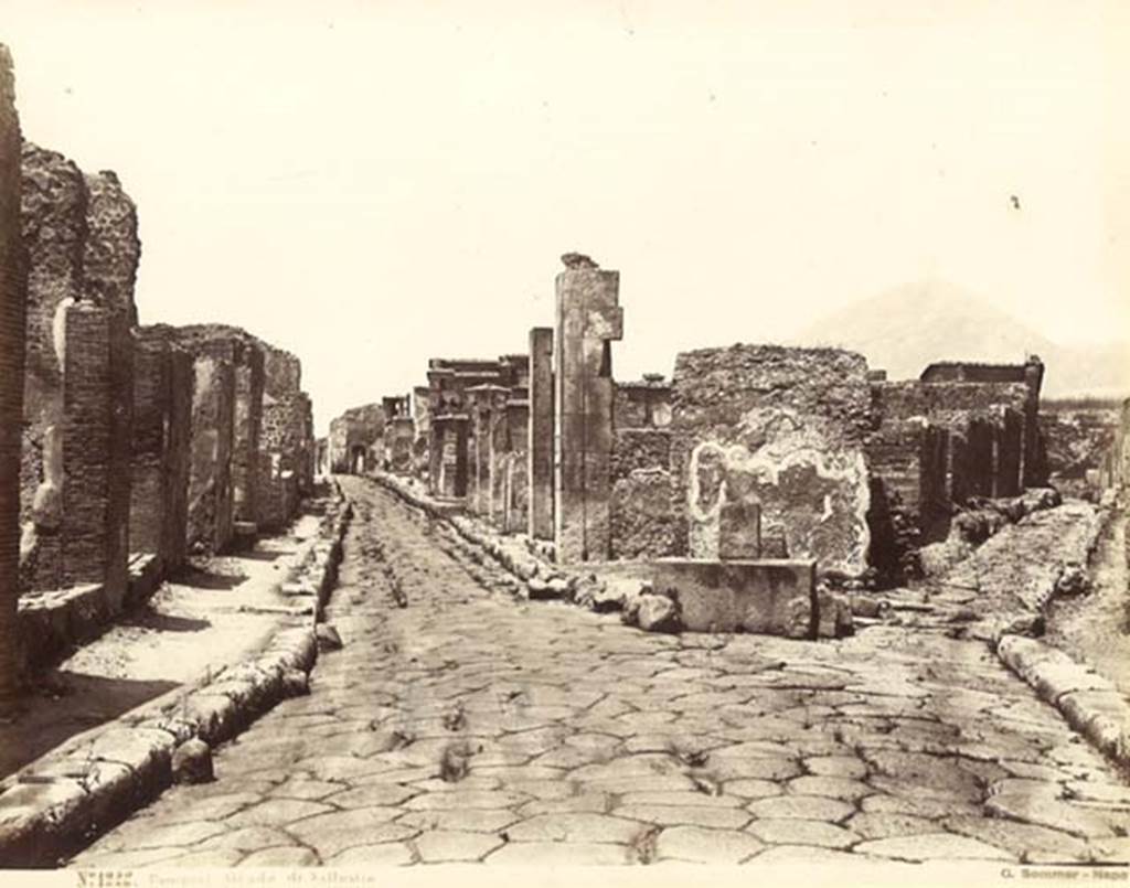 Via Consolare (on left) and Vicolo di Narciso. Looking north. Photo by G. Sommer no.  1222. c.1880-1890.  Photo courtesy of Rick Bauer.

