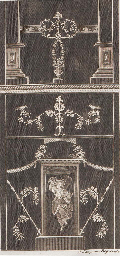 VI.17.9/11, or Irace at VI.17.00. As below and above.
See Antichità di Ercolano: Tomo Setto: Le Pitture 5, 1779, Tav. 16, p. 75. 
