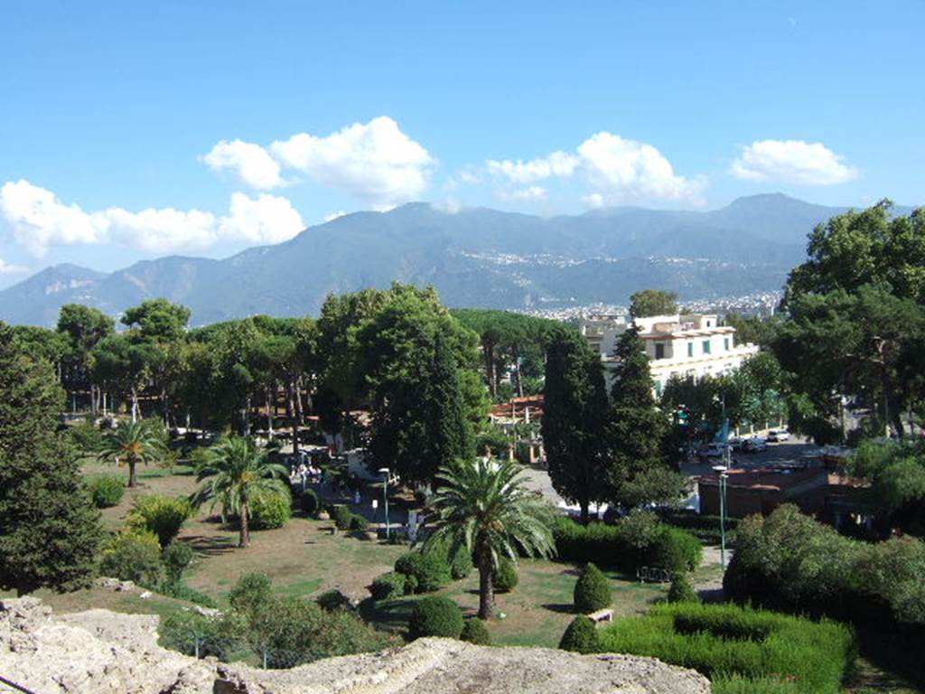 Piazza Porta Marina Inferiore. Looking down on Piazza Esedra from the Temple of Venus.