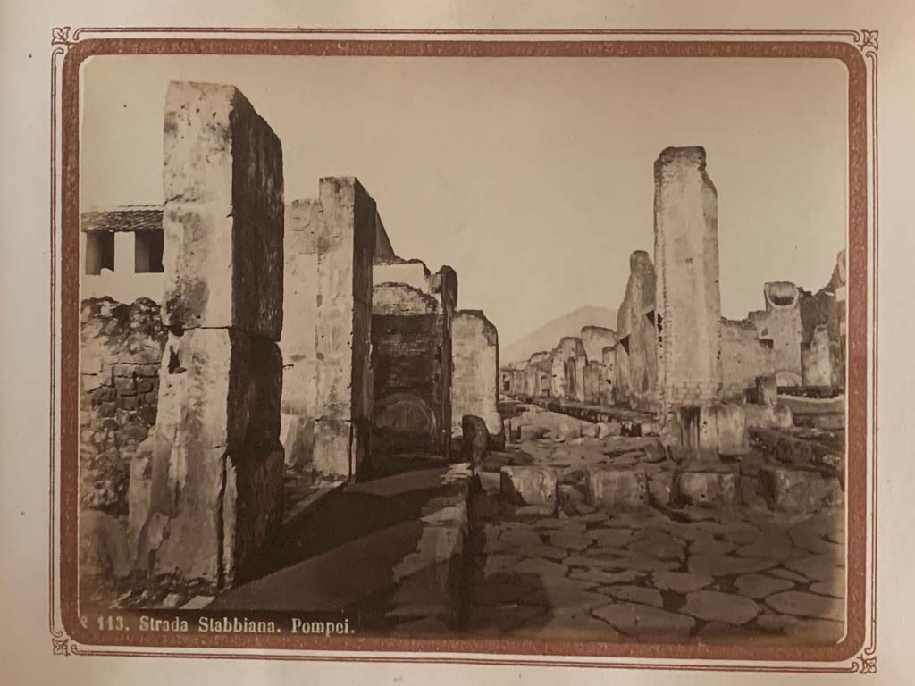Via Stabiana, Pompeii. From an album by Roberto Rive, dated 1868. 
Looking north at Holconius’ crossroads. Photo courtesy of Rick Bauer.

