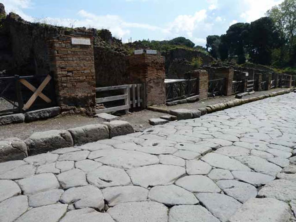 Via Stabiana, east side, May 2010. Looking south-east to junction between I.3 and I.2.