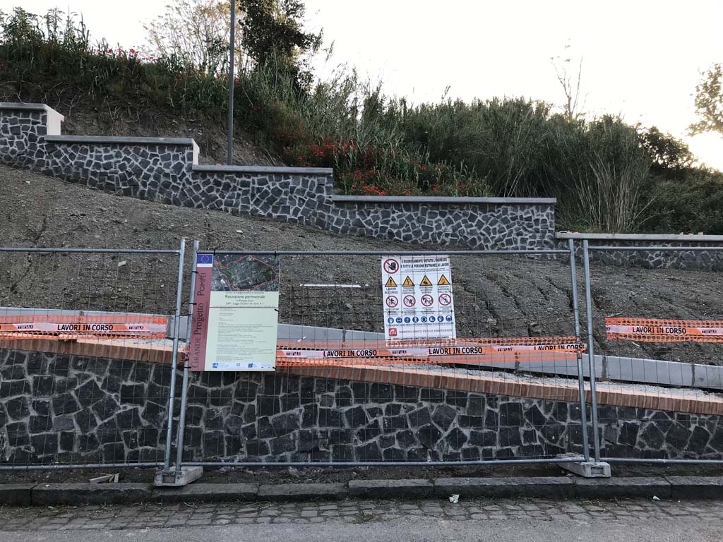 Via Villa dei Misteri. April 2019. New perimeter walling on east side. Photo courtesy of Rick Bauer.
