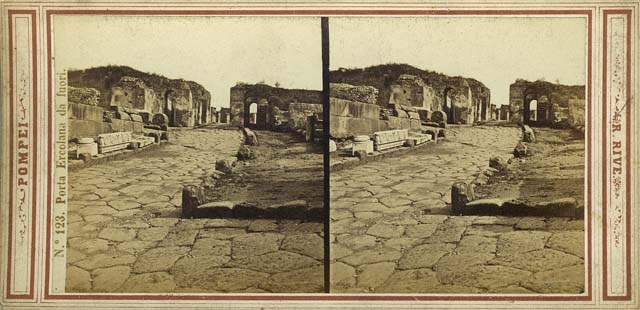 Porta Ercolano or Herculaneum Gate. Stereoview by R. Rive, c.1860-1870’s. Looking south towards Gate. Photo courtesy of Rick Bauer.
