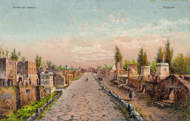 Via dei Sepolcri. Old postcard by Stengel. Looking south from northern end. Photo courtesy of Drew Baker.