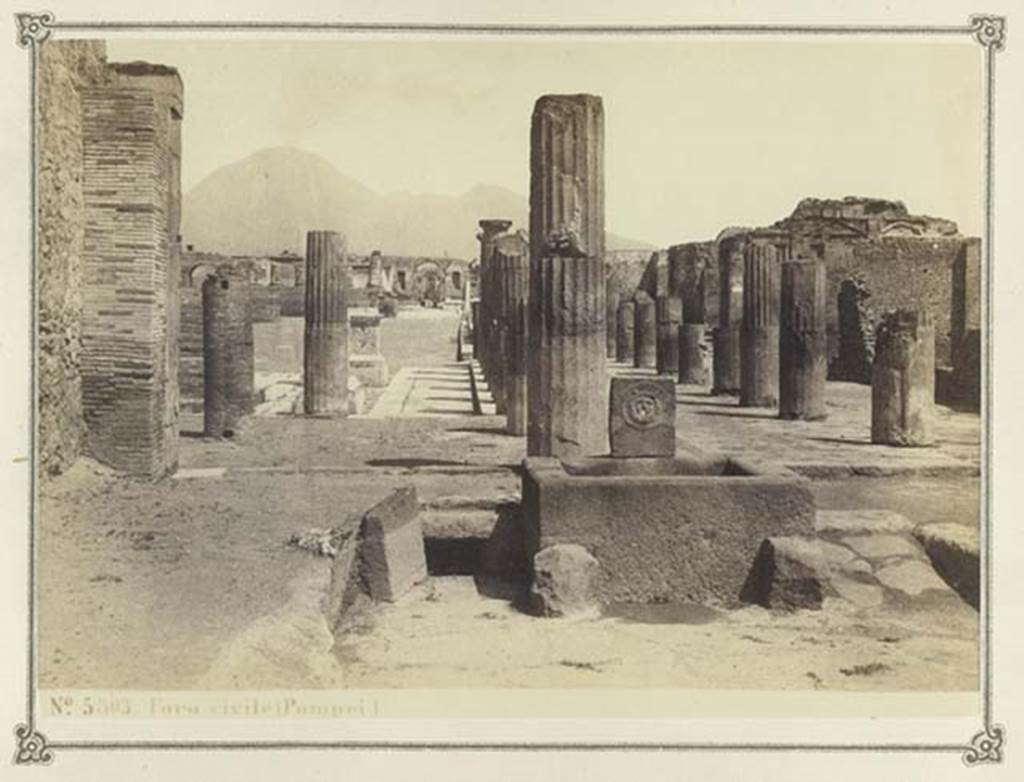 Via delle Scuole, Pompeii. Album dated January 1874. Looking north towards Forum from fountain at end of Via delle Scuole.  Photo courtesy of Rick Bauer.

