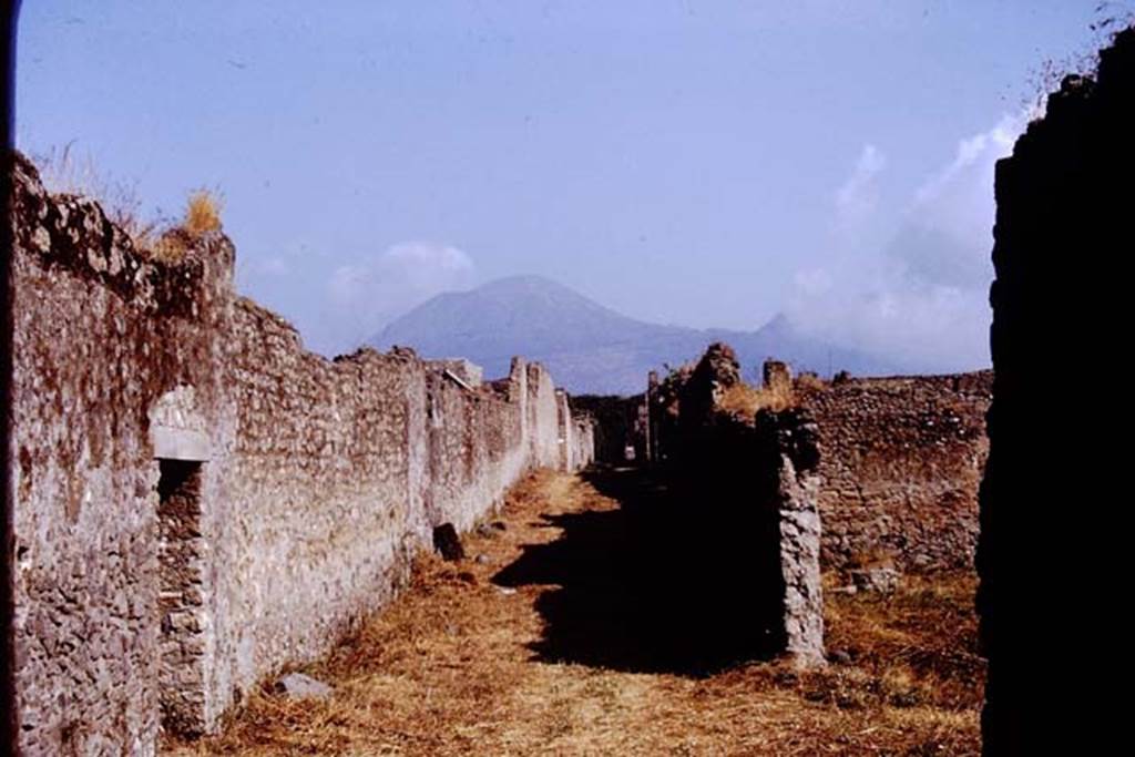 Vicolo dei Fuggiaschi between I.15 and I.14. Pompeii. 1974. Looking north. Photo by Stanley A. Jashemski.   
Source: The Wilhelmina and Stanley A. Jashemski archive in the University of Maryland Library, Special Collections (See collection page) and made available under the Creative Commons Attribution-Non Commercial License v.4. See Licence and use details. J74f0472
