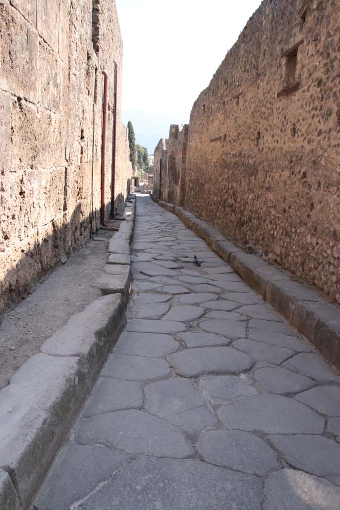 Vicolo del Citarista, Pompeii. September 2021. 
Looking south between I.6 and I.4, from near junction with Via dell’Abbondanza. 
Photo courtesy of Klaus Heese.

