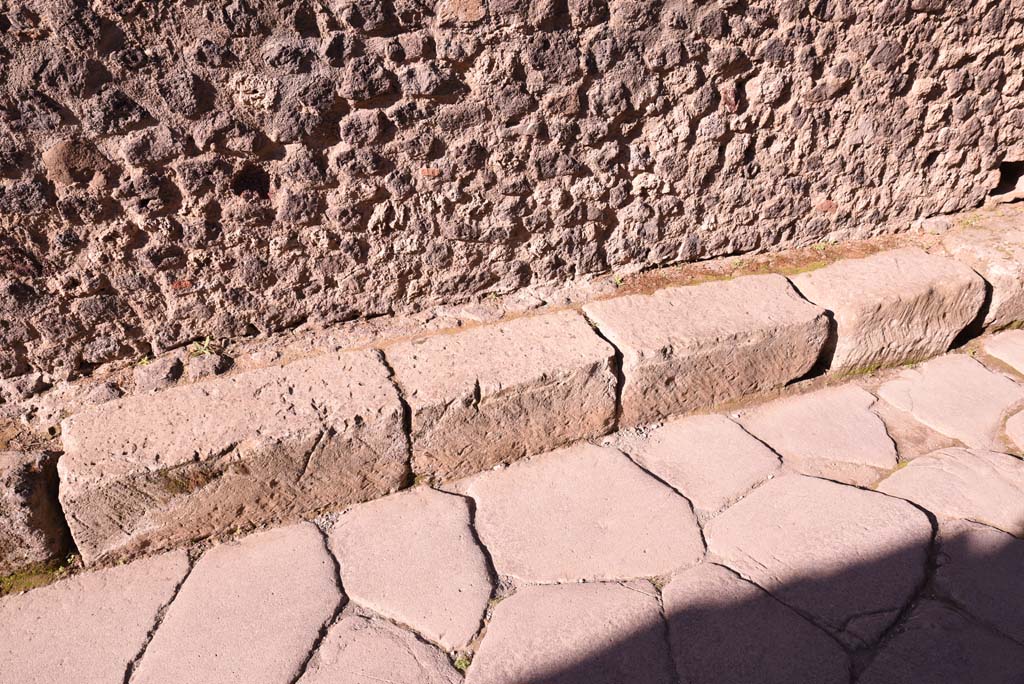 Vicolo del Citarista, west side, Pompeii. October 2019. Detail of block pavement.  
Foto Tobias Busen, ERC Grant 681269 DÉCOR.
