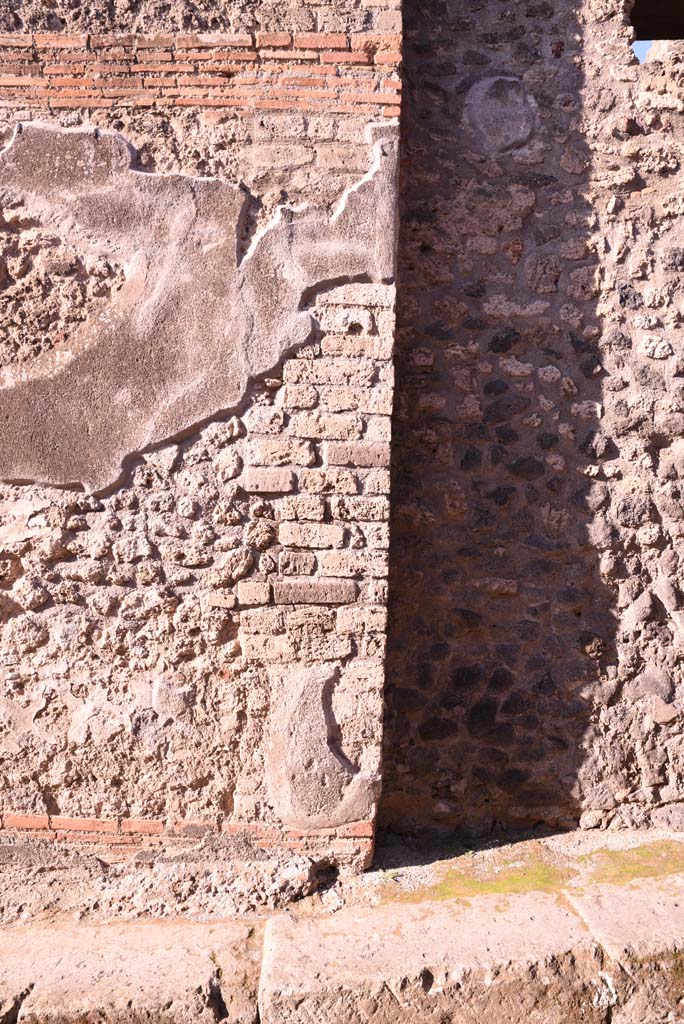 Vicolo del Citarista, west side, Pompeii. October 2019. Detail from west wall.     
Foto Tobias Busen, ERC Grant 681269 DÉCOR.
