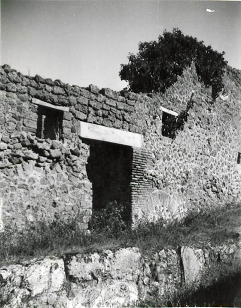 Vicolo del Conciapelle. 1935 photo taken by Tatiana Warscher. Looking towards doorway at 1.2.30, and façade on north side of vicolo.  
See Warscher T., 1936. Codex Topographicus Pompeianus: Regio I.2. (no. 63), Rome: DAIR, whose copyright it remains.
