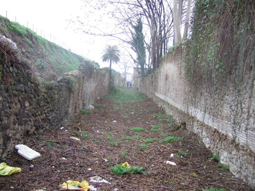 Vicolo di Ifigenia between III.4 and III.3. North end. Looking south towards junction with Via dell’ Abbondanza.  December 2005.