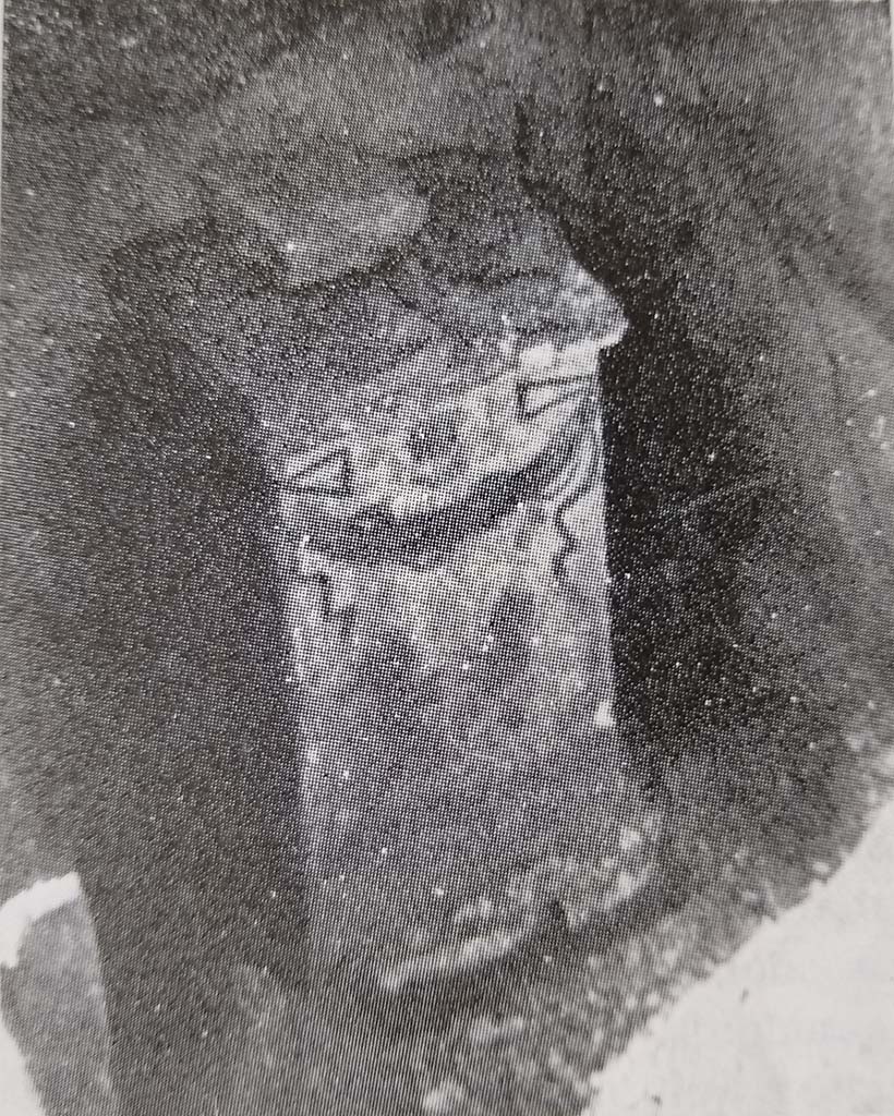 Tomba in località Cimitero di Pompei. L'altare funeraria. The funeral altar.
Vedi/See De Caro, S., Notizie di vecchi scavi. Una tomba antica nel cimitero di Pompei, in Pompeii Herculaneum Stabiae, 1983, p. 47, fig. 6.


