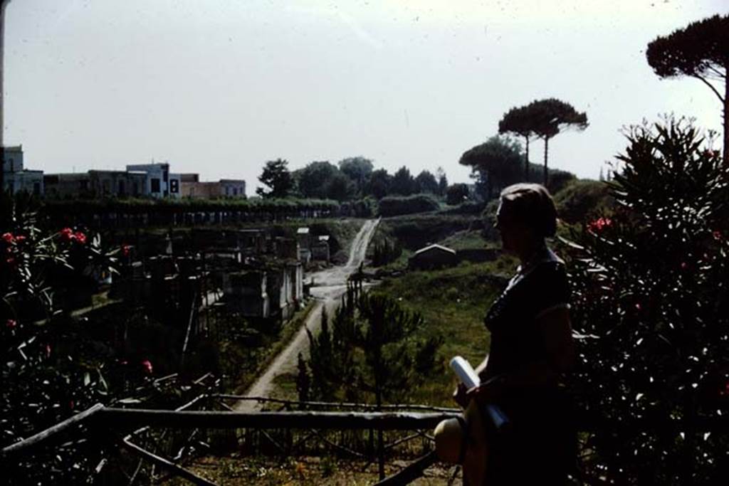 Via delle Tombe, Pompeii. 1959. Looking west. Photo by Stanley A. Jashemski.
Source: The Wilhelmina and Stanley A. Jashemski archive in the University of Maryland Library, Special Collections (See collection page) and made available under the Creative Commons Attribution-Non Commercial License v.4. See Licence and use details.
J59f0087
