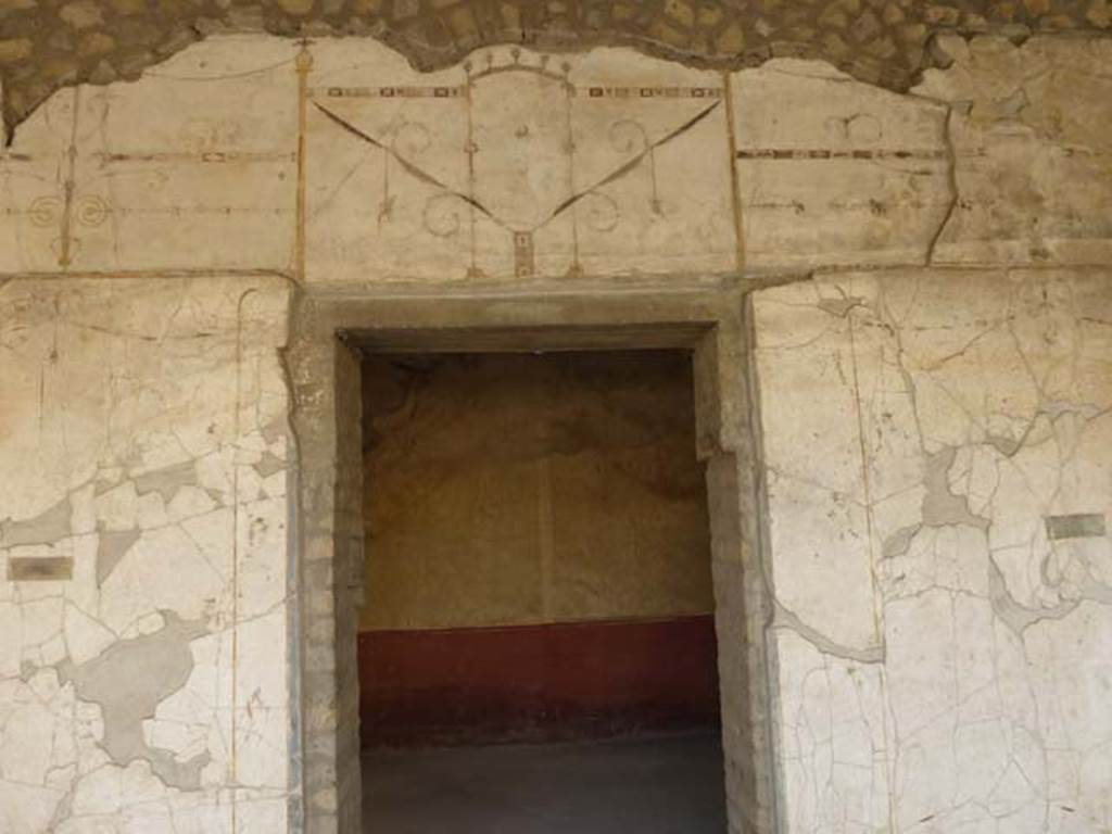 Oplontis, September 2011. Area 60, west portico wall with doorway to room 72. Looking west. Photo courtesy of Michael Binns.