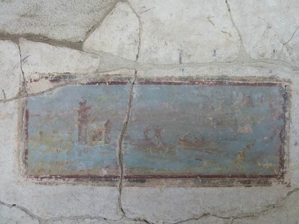 Oplontis, September 2015. Portico 60, west wall, painted decoration immediately 
south of doorway to room 94. 