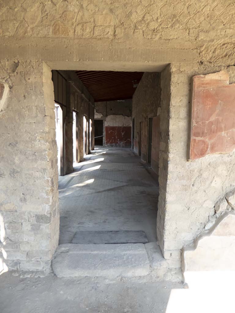 Oplontis Villa of Poppea, January 2023. Room 27, looking towards west wall with lararium. Photo courtesy of Miriam Colomer.
