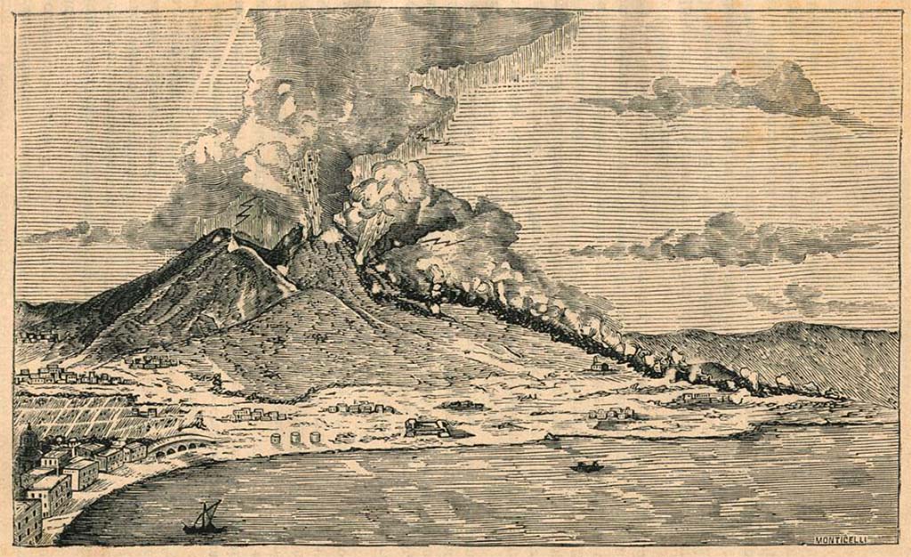 Vesuvius eruption 1737. 1880 drawing by Luigi Palmieri.
See Palmieri L., 1880. Il Vesuvio e la sua storia. Milano: Tipografia Faverio, fig. 5.
See book on E-RARA
