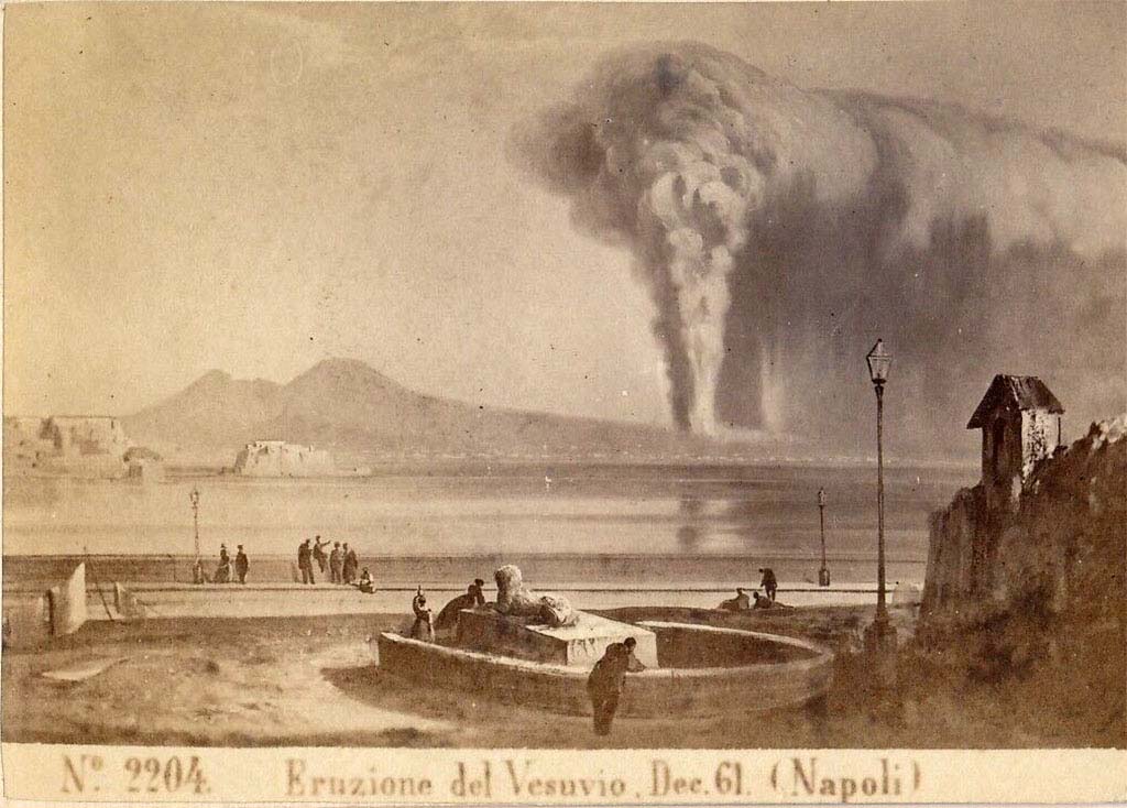 Vesuvius. December 1861 eruption. Photo title at bottom is “No. 2204. Eruzione del Vesuvio, Dec. 61 (Napoli)”. Photo by Sommer and Behles.