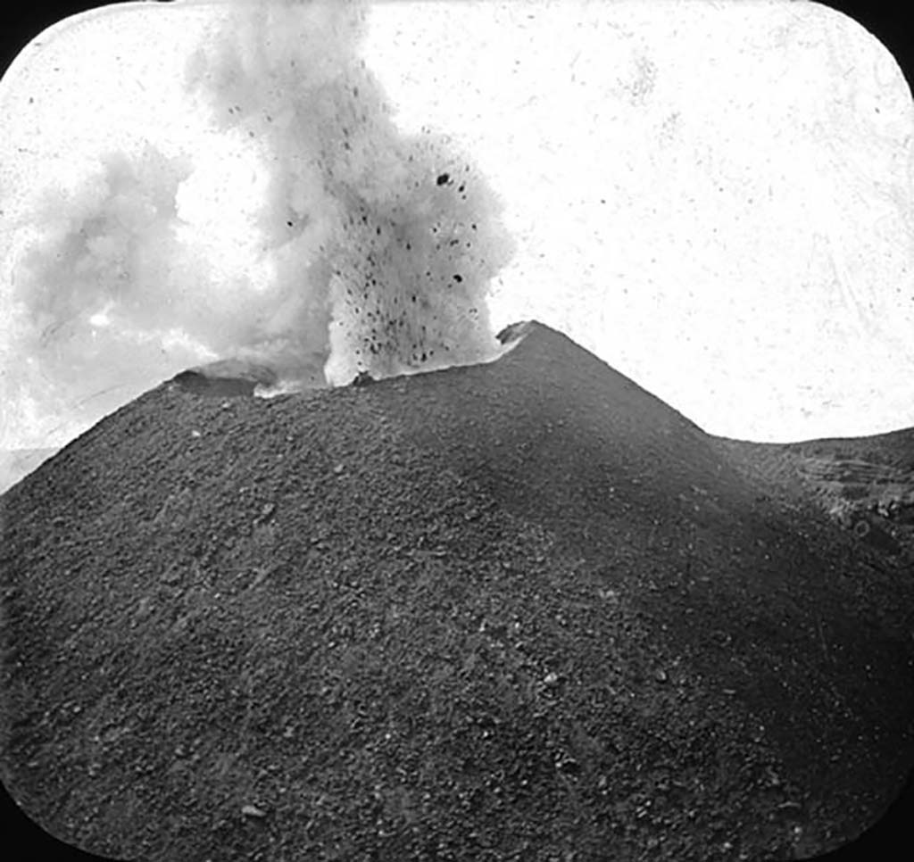 Vesuvius Eruption pre-1923. Lantern slide in Brooklyn Museum NY USA.